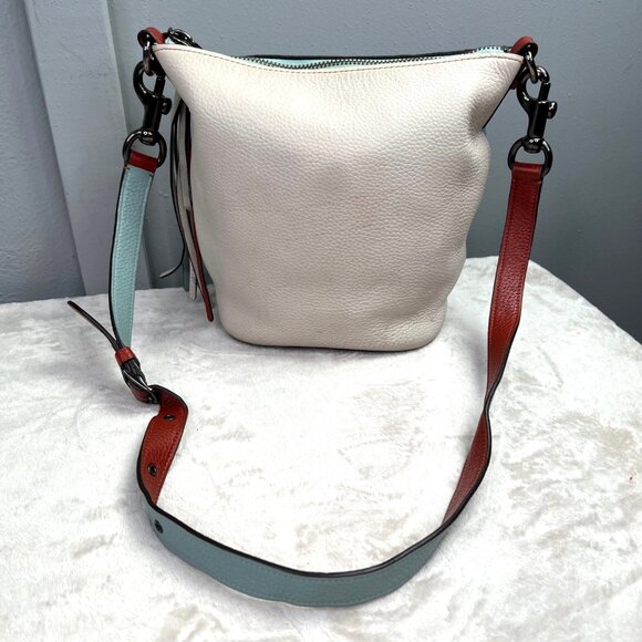 Coach Duffle 20 Colorblock Pebbled Leather Bucket Bag Blue Cream Crossbody 29260 - Picture 3 of 12